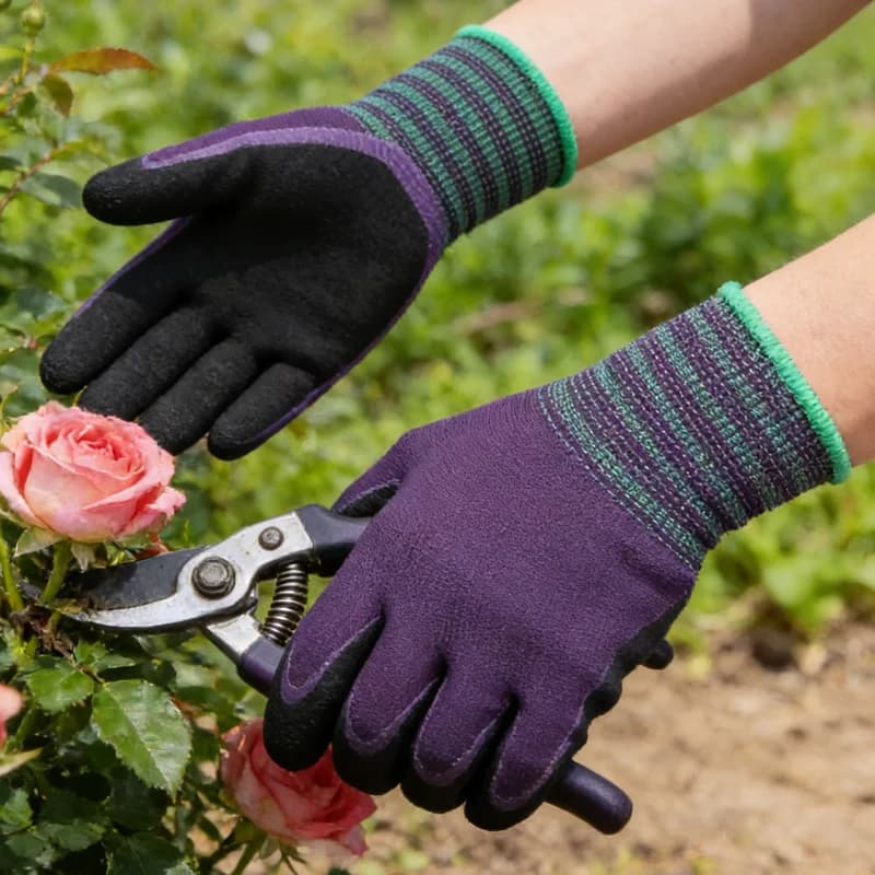 1 Pair Purple Black Anti Slip and Wear-resistant Protective Gloves Outdoor Gardening Construction Site Work Protective Gloves