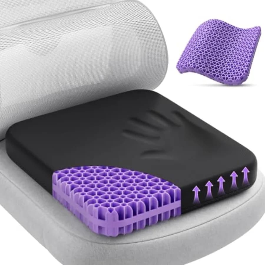 Cuscino in Gel per Sedute Prolungate, Design Brevettato Ingrandito e Ispessito, Traspirante e Rinfrescante per Sedia da Ufficio, Morbido Cuscino per Sedile Auto