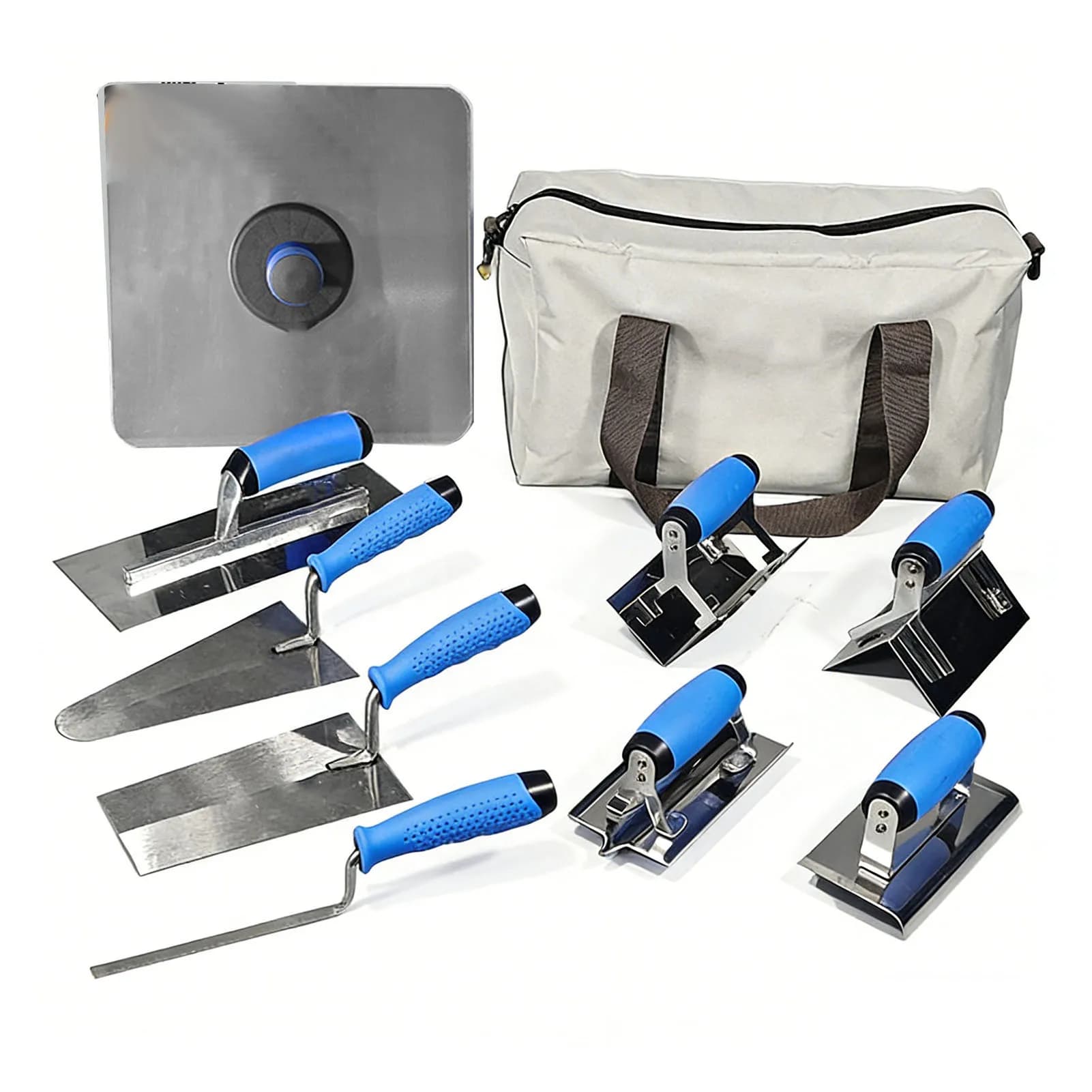 Set di cazzuole per calcestruzzo J007 per angoli interni ed esterni, cazzuole manuali per muratura e intonacatura con vassoio e borsa portaoggetti portatile