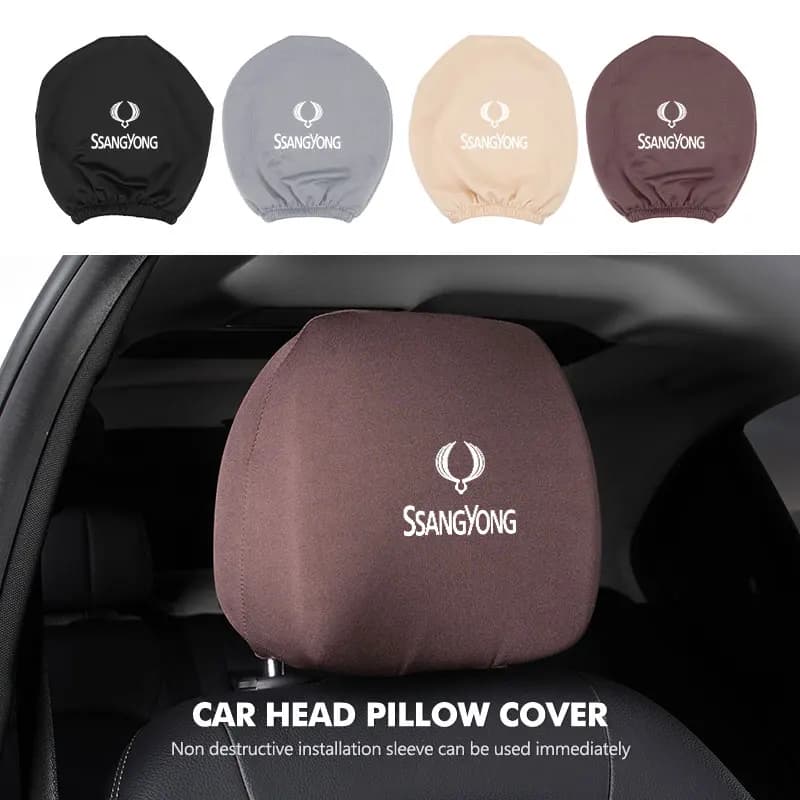Car Headrest Cover Dustproof Cover For Front Seat Head Rests For SsangYong Sport Korando Rexton Musso Chairman Turismo Nomad