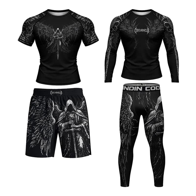 Tuta da Allenamento Cody Lundin per Uomo, Stile Gotico Scuro, Elastica e Leggera, per Sport all'Aperto e BJJ, Abbigliamento a Compressione