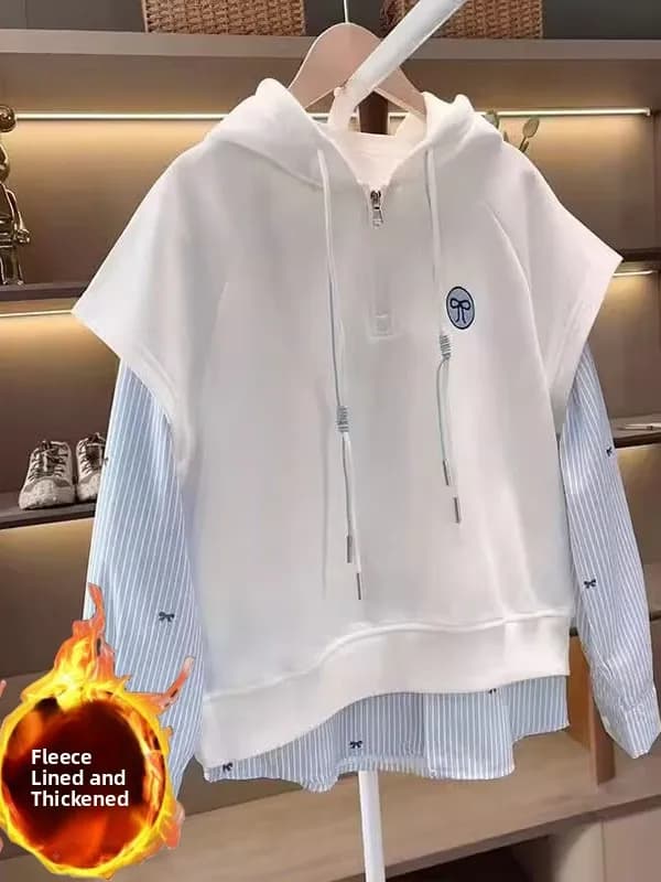 Felpa con Cappuccio in Pile Spesso da Donna, Nuovo Stile Autunno Inverno, Versatile per Studentesse, Stile College
