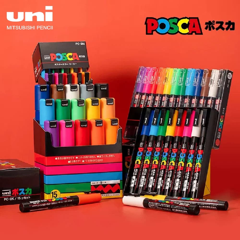 15 Colors UNI POSCA PC-5M Acrylic Paint Marker Set Medium Point Water Based Marker Pen Graffiti Drawing DIY Office Art Supplies