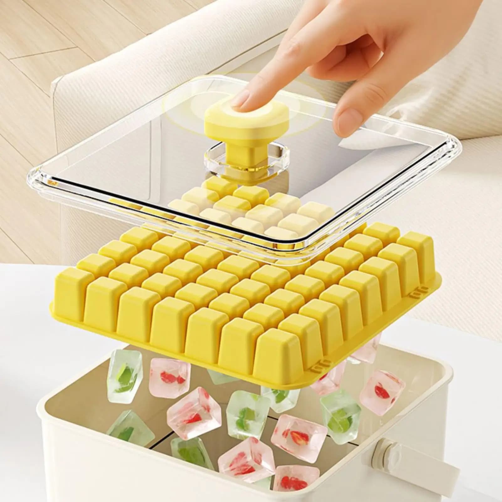 Stampo per ghiaccio a doppio strato con design a pressione, contenitore per ghiaccio per piscina, cucina, picnic, campeggio, bevande, whisky, cocktail, bibite