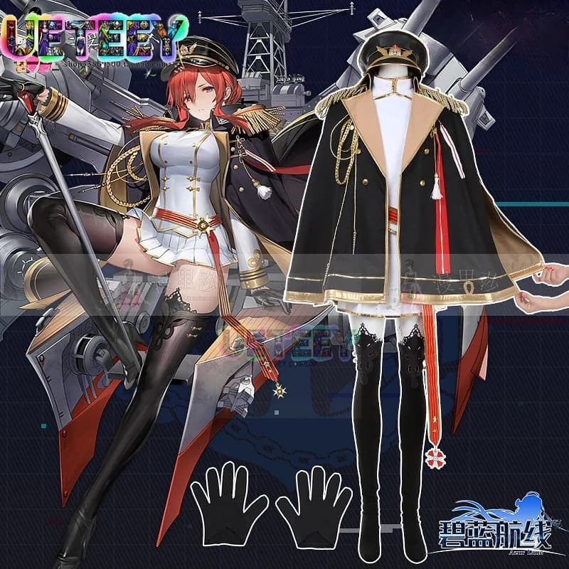 UETEEY COS Azur Lane Research Level 30 Battleship Monarch Cosplay Costume Halloween Costume Set