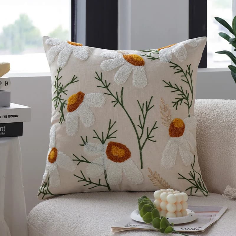 Decorative cushion cover with floral embroidery Living room sofa Soft pillow cover Fonda Cojines De 45x45