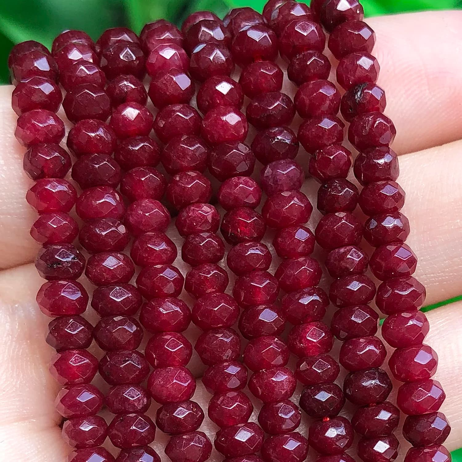 Perline distanziatrici sciolte in pietra rondelle di calcedonio rosso sfaccettato naturale per la creazione di gioielli Accessori per orecchini fai da te 15''