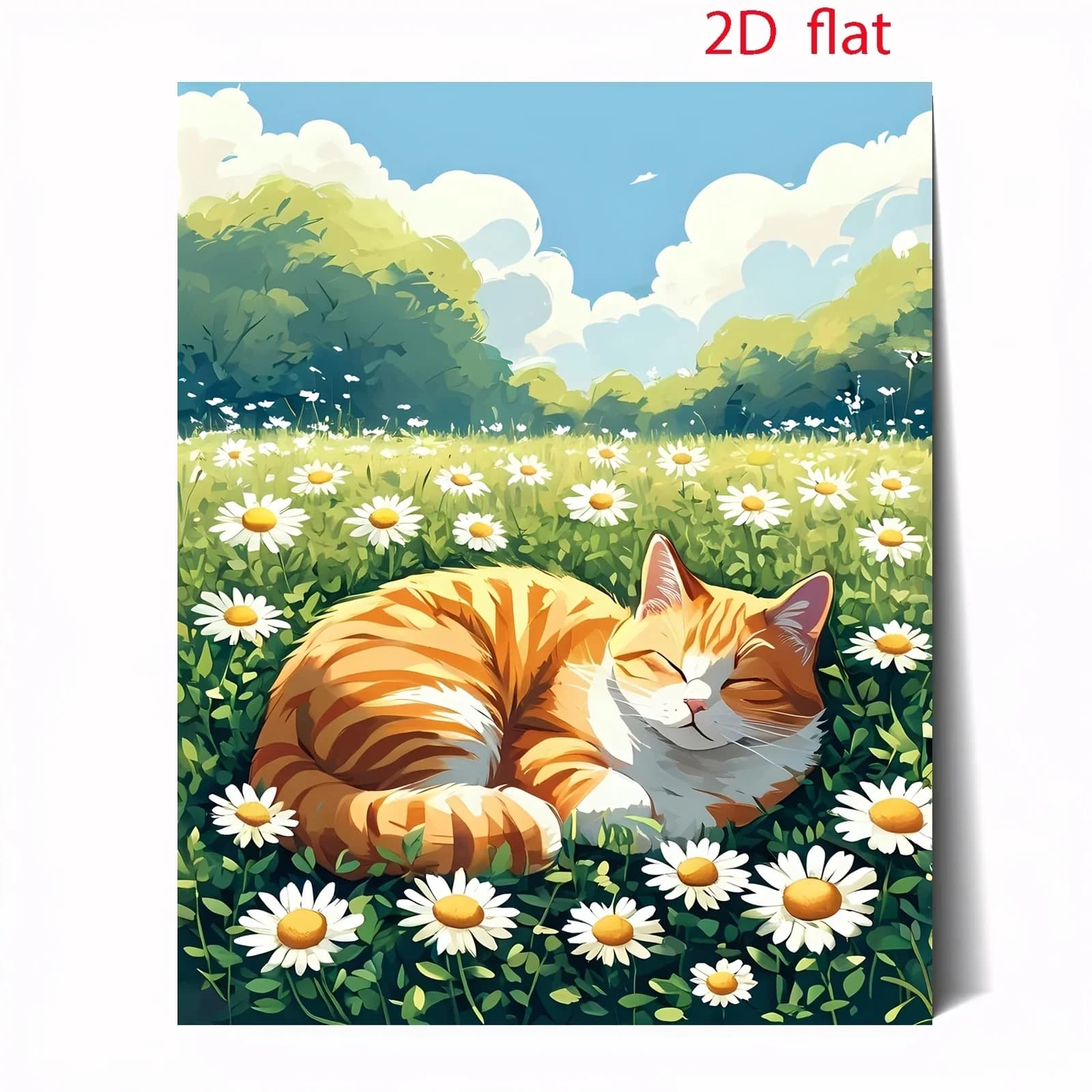 [2D Flat Frameless][Professional Art Use] 1pc Digital Oil Painting DIY Kit for Beginners, Includes Acrylic Paints, Canvas, 3 Pai