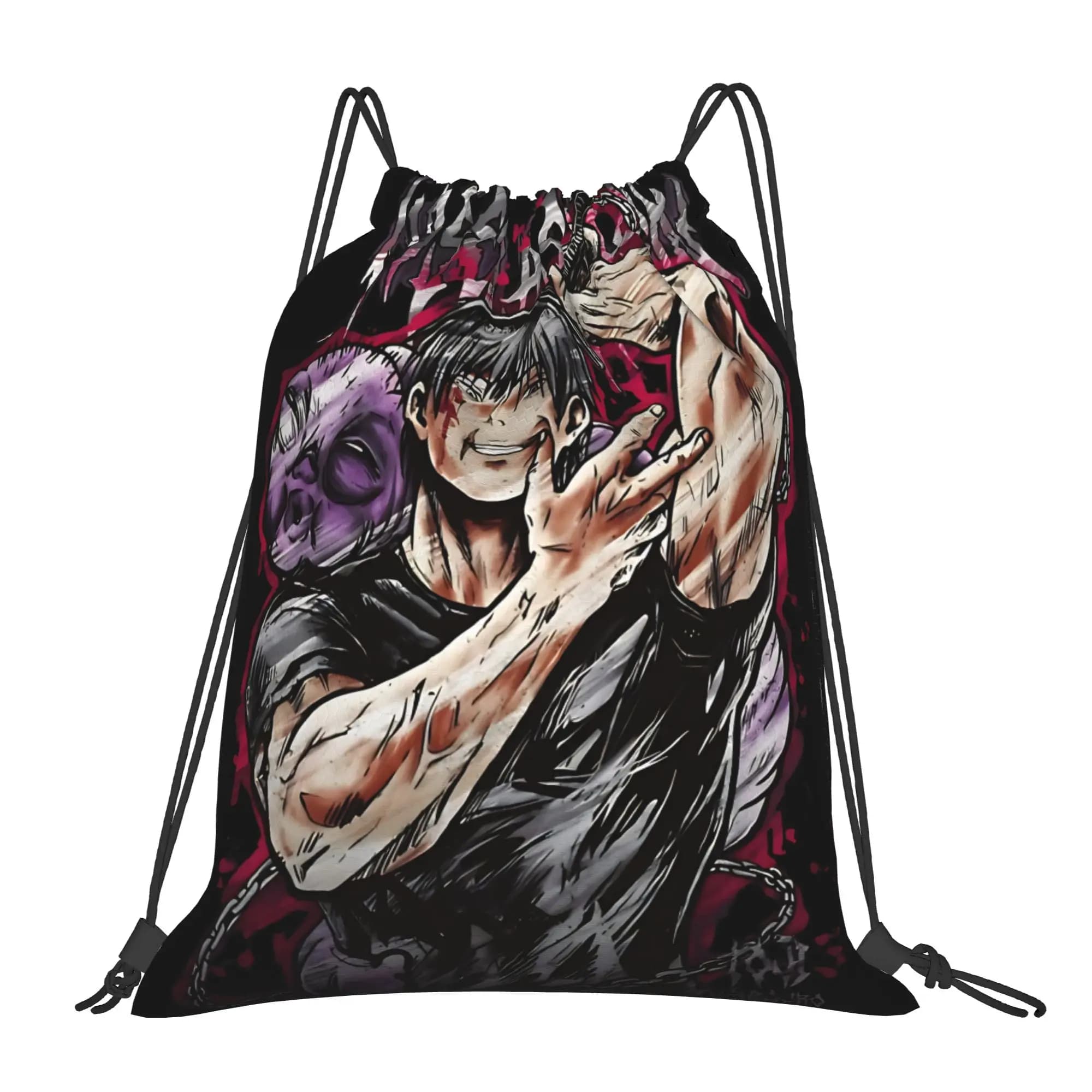 1 pz Borsa con coulisse Jujutsu Kaisen con design anime Sorcerer Killer Fushiguro Toji, per shopping, stoccaggio, zaino, scuola e scarpe