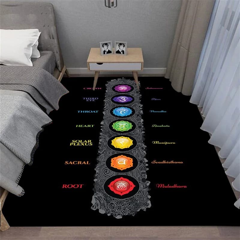 Tappeto da meditazione yoga Arcobaleno 7 Chakra Decorazione del soggiorno Tappetino Casa Camera da letto Tappeto da cucina antiscivolo Zerbino lavabile da bagno