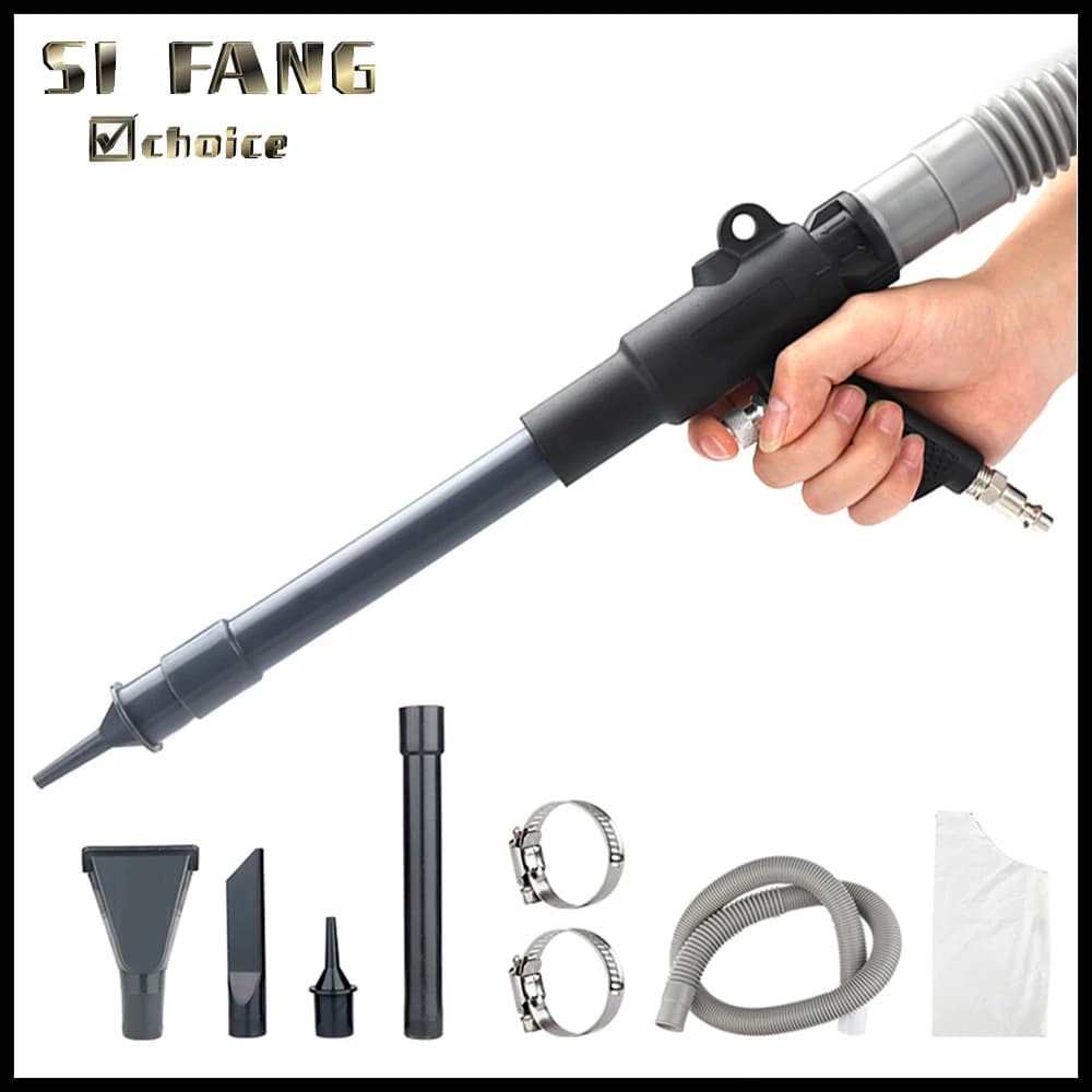 Compressore Air Duster Soffiaggio e aspirapolvere pneumatico Pistola a doppio scopo Pistola di scarico Ventilatore Aspirapolvere per auto con 4 teste