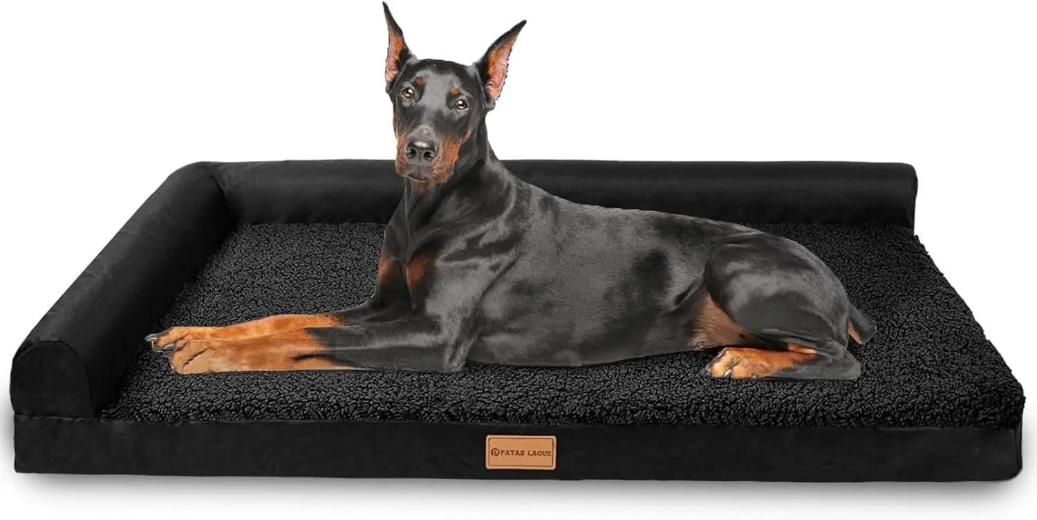 Cuccia Ortopedica Jumbo per Cani 56x40, Divano Impermeabile con Cuscino e Rivestimento Lavabile, Base Antiscivolo, Nero