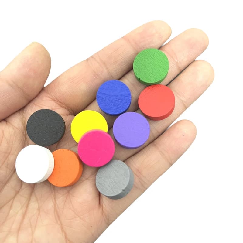 50 PZ 15mm 5mm di spessore 12 Colori gettoni di gioco in legno Cerchio Disco Piatti Chip Puzzle Pezzi degli scacchi per accessori del gioco da tavolo