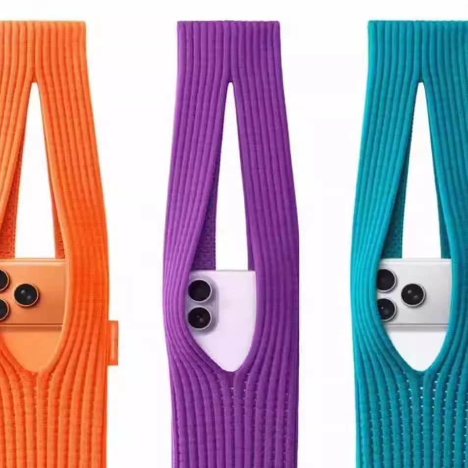Borsa per telefono in maglia (1 pezzo) – Borsa a tracolla lunga per cellulare, custodia corta a calzino per iPhone, portafoglio casual elasticizzato da spalla