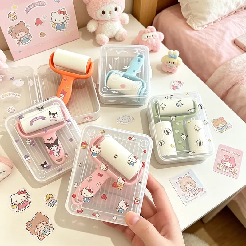 Set Mini Rullo Adesivo Kawaii Hello Kitty, Kuromi, Pochacco, Rullo Portatile per Rimuovere Peli di Animali e Polvere dai Vestiti, Strumento di Pulizia, Regalo