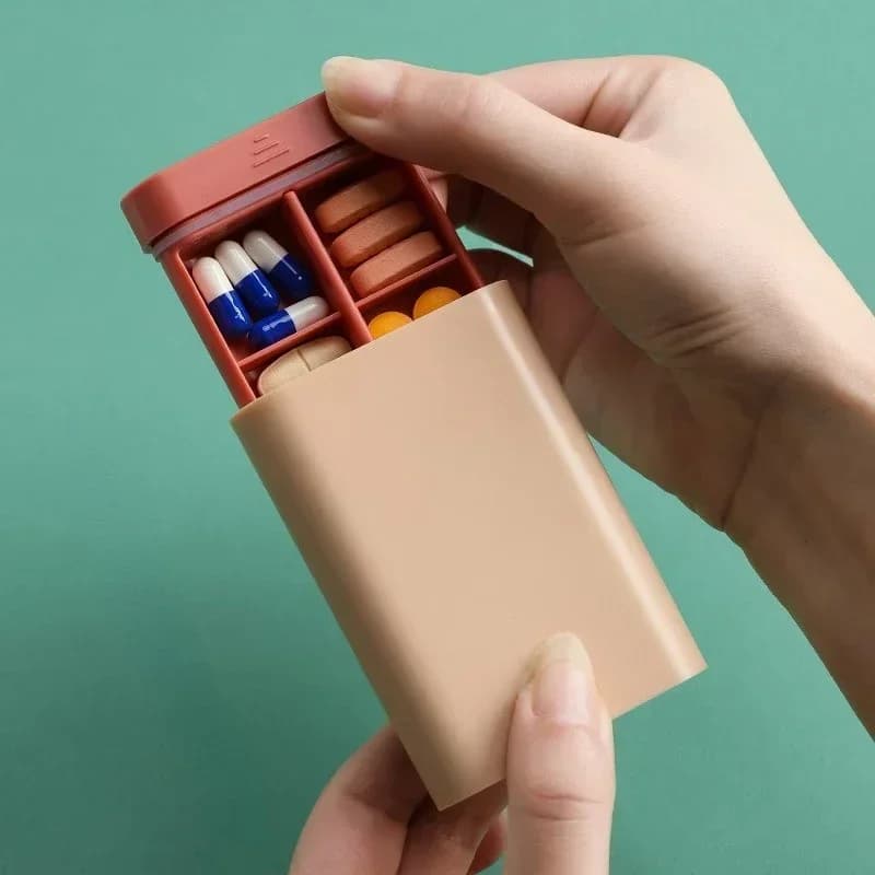 New Mini Portable Travel Container for Vitamins and Pills, 7 Days 6 Parties, Organizer for Tablets, Medicines, Fish Oils