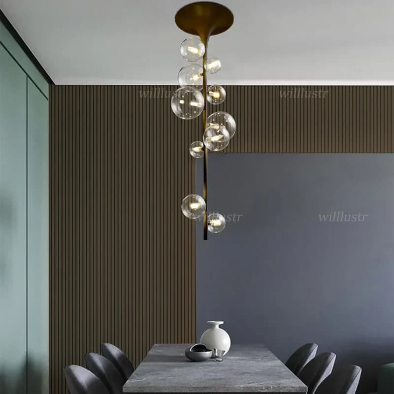 Lampada da Soffitto di Lusso in Metallo con Bolle di Vetro, Illuminazione Creativa a LED per Hotel, Ristoranti, Bar, Reception, Centri Commerciali, Soggiorno e Camera da Letto