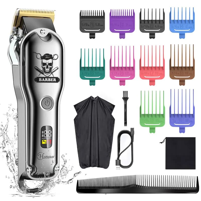 Hatteker Professional USB Rechargeable Hair Clipper Cordless Electric Beard Trimmer Wet & Dry Barber Machine for Men