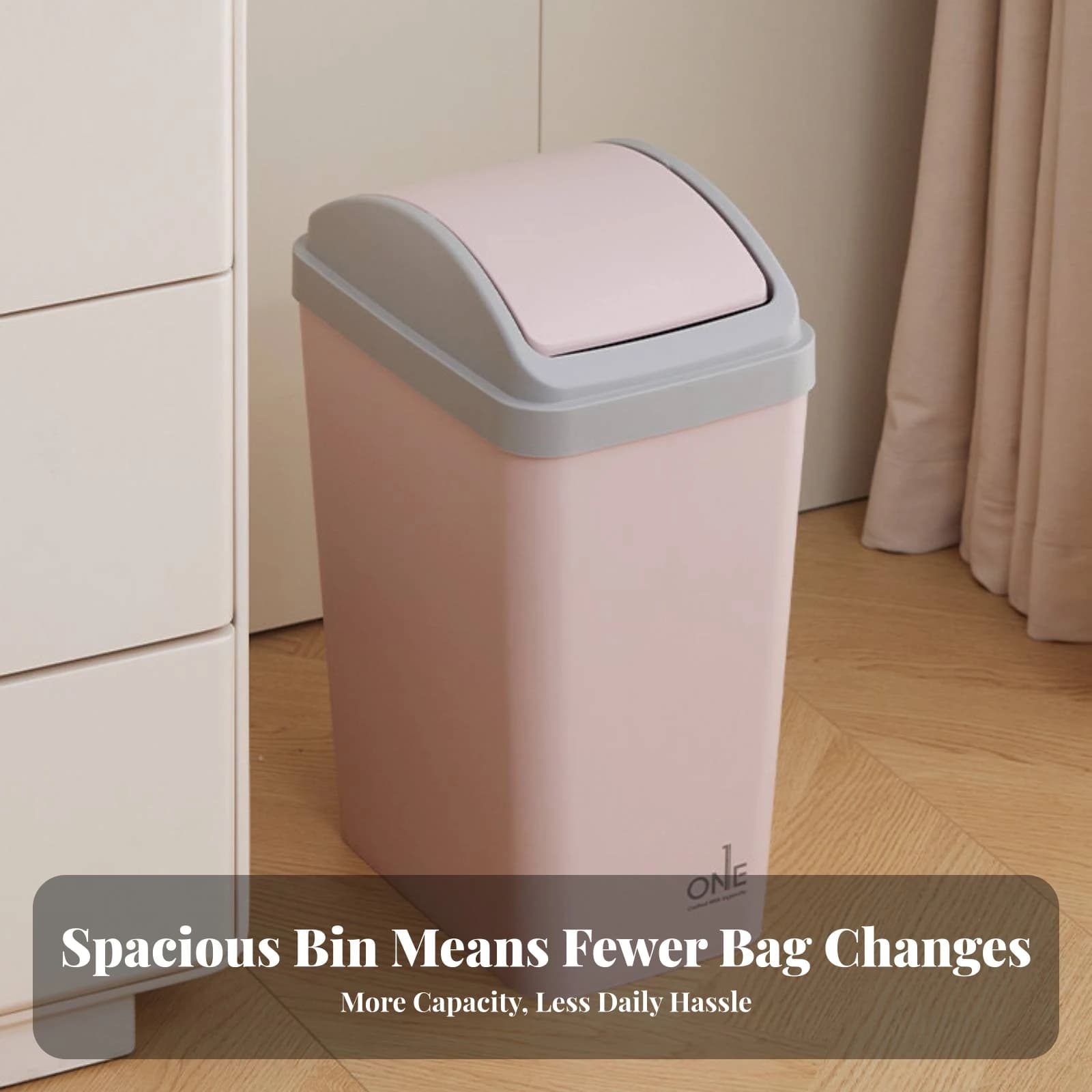 Swing-Top Trash Can Rounded Edges Lidded Trash Can Wastebasket Easy to Clean for Bathroom