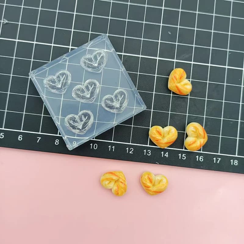 Stampo in silicone per pane a forma di cuore in miniatura, polimero, argilla morbida, giocattolo alimentare, dessert, fissaggio, stampi fai da te, epossidica, gule