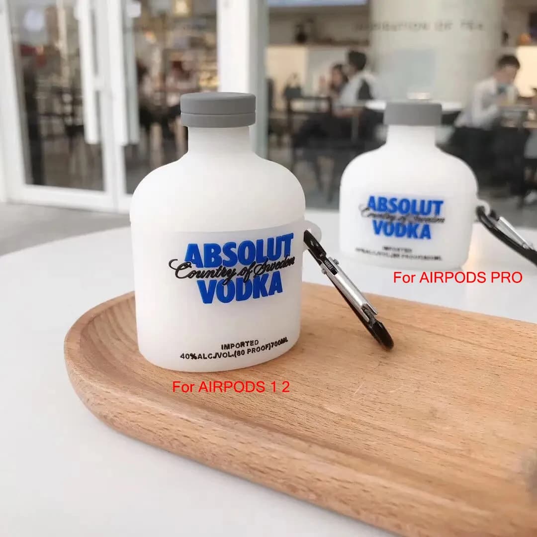 Custodia per vodka per AirPods 4 3 2 1 Pro Pro2 Custodia per auricolari 3D Vodka Scatola per cuffie in silicone per cartoni animati con copertura pendente