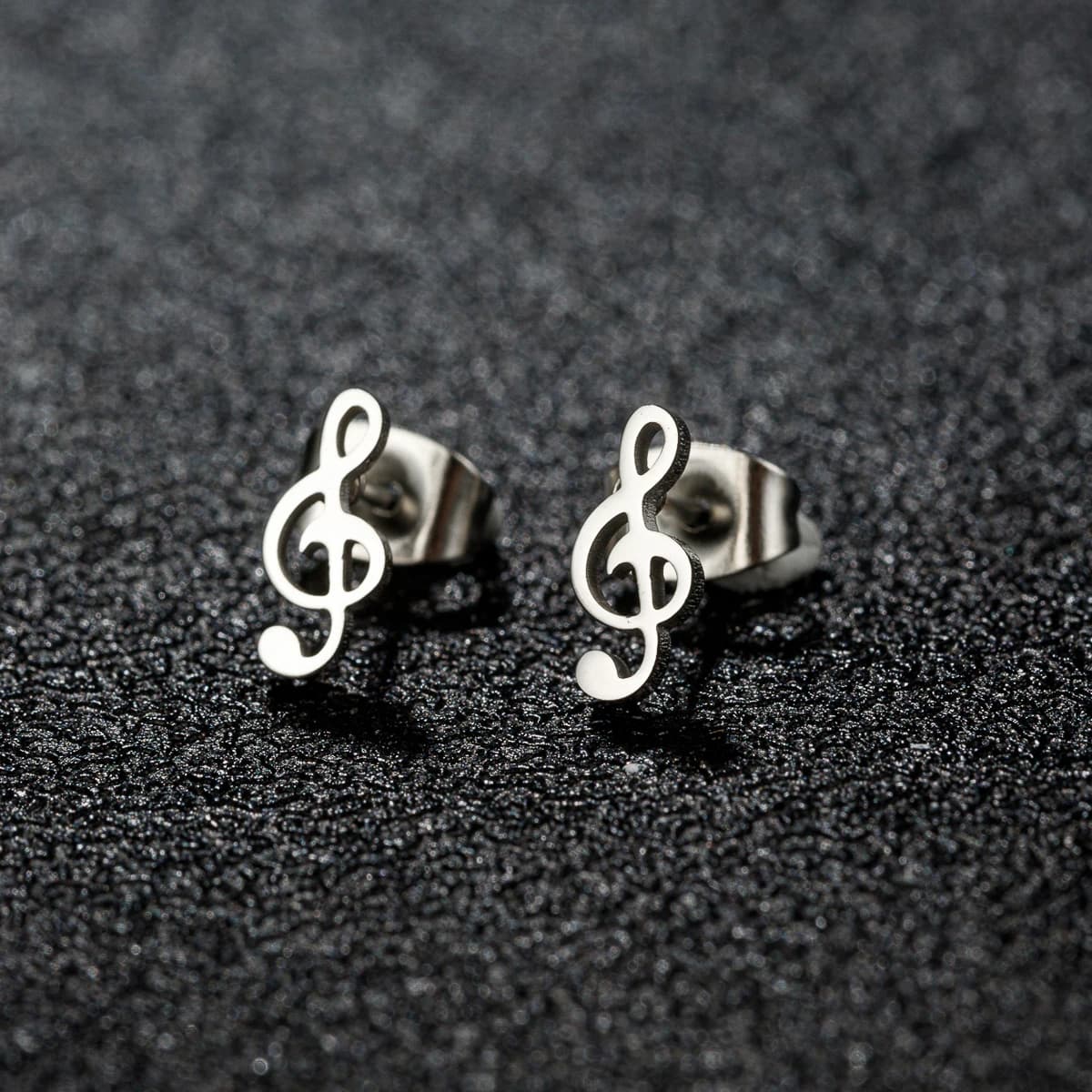 1 paio di mini orecchini musicali in acciaio inossidabile, graziosi piccoli orecchini a lobo per donna, orecchini con nota musicale, idea regalo.