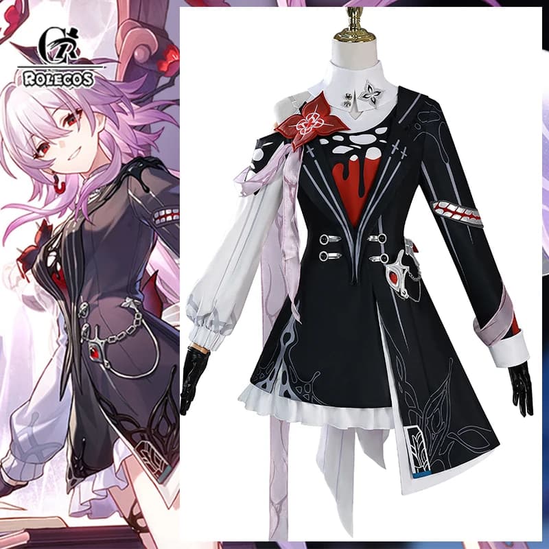 ROLECOS Game Honkai Star Rail Evernight 7 March Costume Cosplay Mysterious Guest Outer Dress Women's Party Dress Halloween