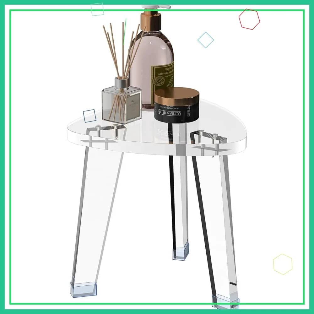 Sgabello da doccia in acrilico 11,65"D x 11,94"W x 12,2"H, poggiapiedi resistente per interni doccia, impermeabile e antiscivolo