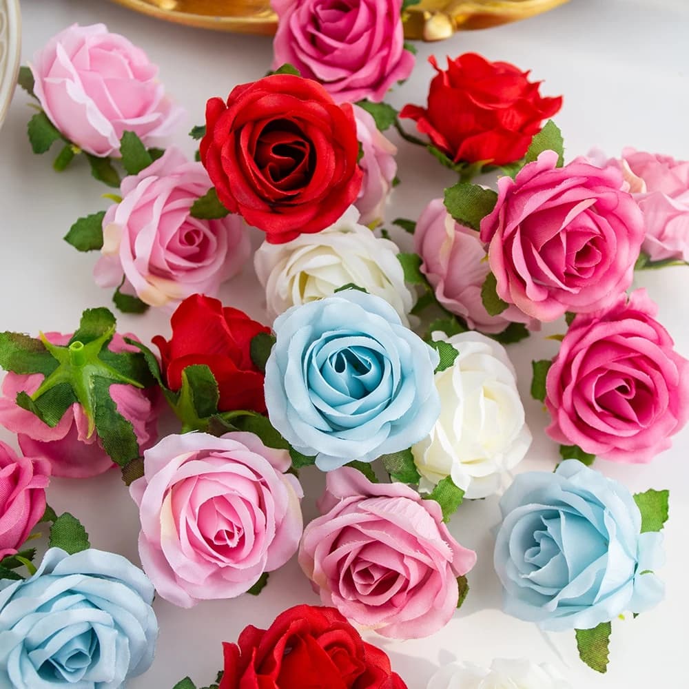 Fiori artificiali Teste di rosa di seta economiche Casa Matrimonio Decorazioni da giardino San Valentino Festa all'aperto Confezione regalo fai da te Scrapbook Craft Vendita calda