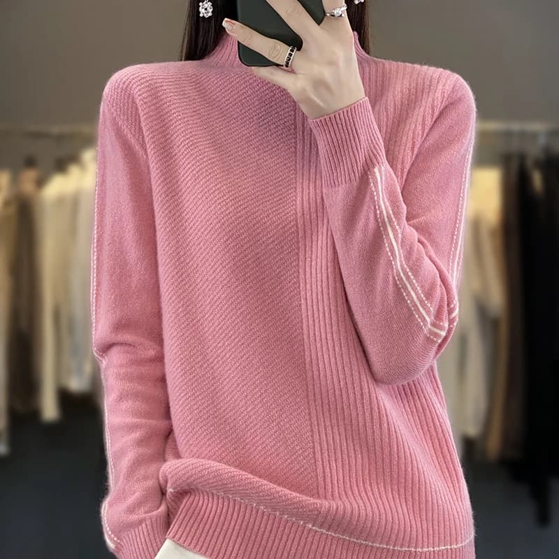 Autunno Inverno Moda 100% maglione di lana merino Collo a lupetto Tinta unita Pullover Cashmere Classico maniche lunghe Abbigliamento Top