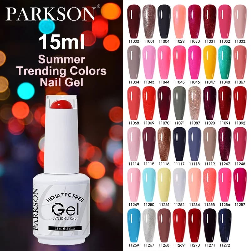 Parkson 121 Colori 15ml Smalto Semipermanente Giallo Burro Lunga Durata, Verde Menta e Blu-Grigio Nebbia - Gel Polish UV Soak Off per Manicure
