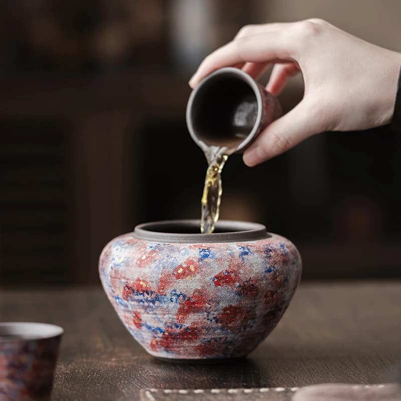 angqi Xinghe Ro Mine round Cercs Building Water Coarse Py Kiln Change Glaze Tea Wastebasket Tea Set Accesorios