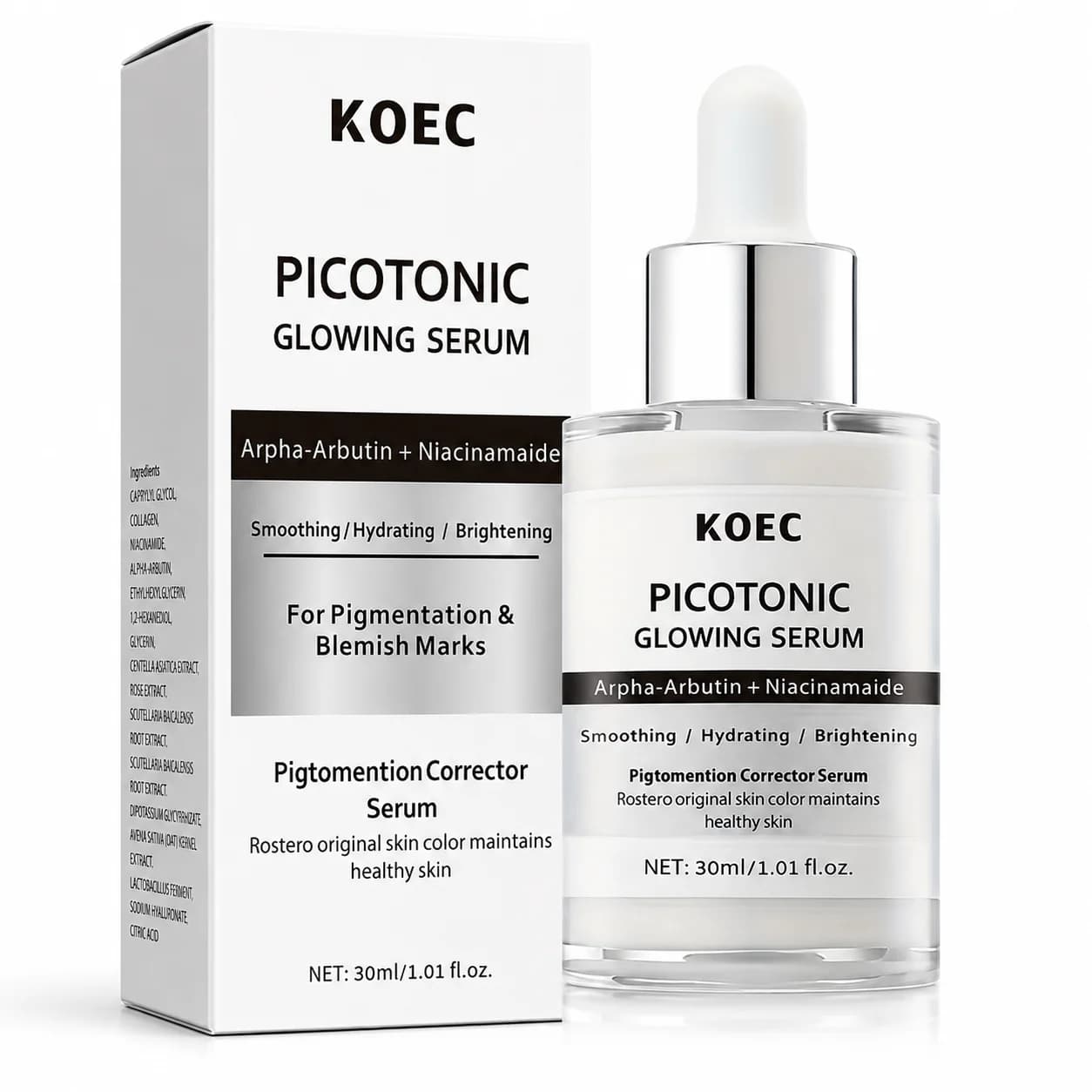 KOEC Picotonic Shot Serum, Dark Spot Corrector with Alpha Arbutin, Niacinamide & Collagen, Moisturizing Anti-Aging Face Serum, Helps Improve the Look of Fine Lines & Uneven Skin Tone, Dark Spot Remover for Face, 30ml/1.01 Fl.Oz.