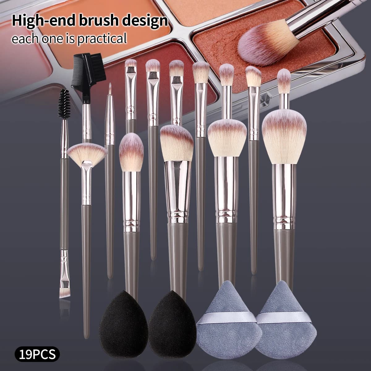 Set of 19 Soft Brushes for Makeup with Brushes for Cypria, Umbrella and Eyelash, Multifunctional Kit and Double Sponge Use for Travel