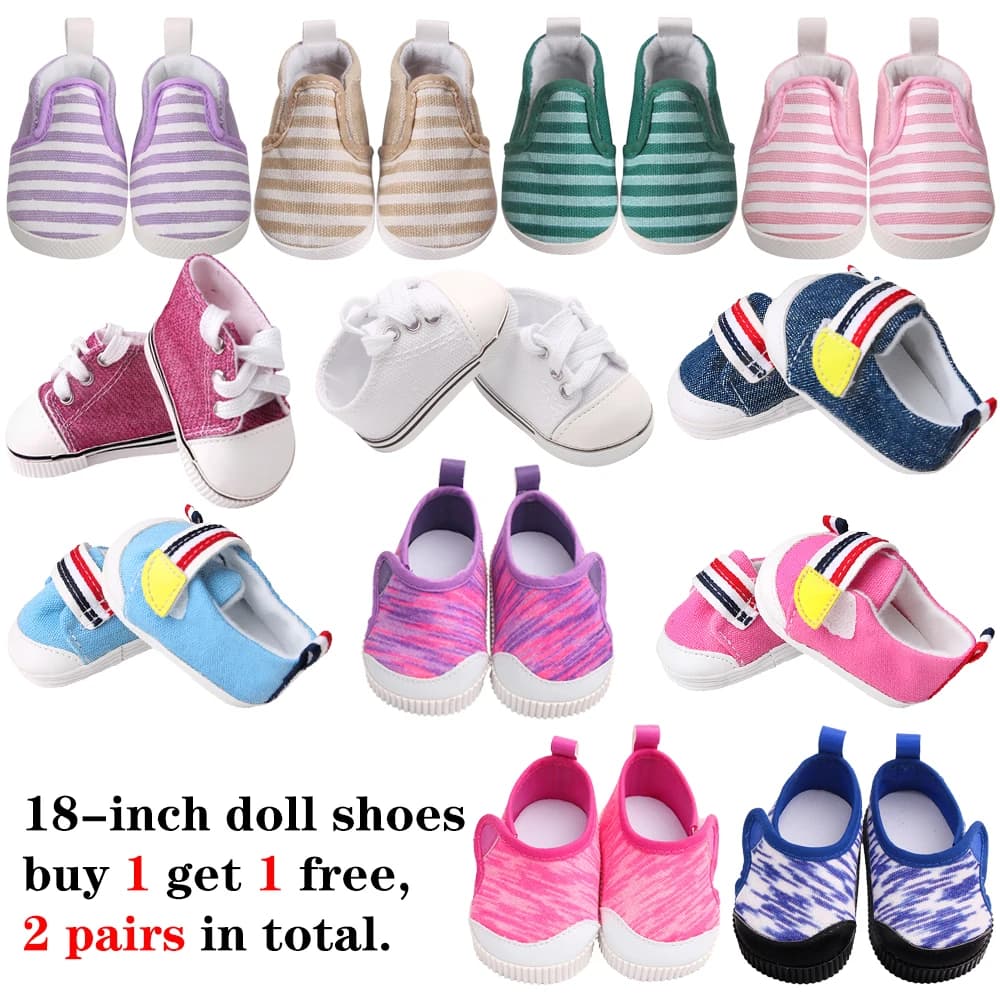 2 paia di scarpe sportive per bambole da ragazza da 18 pollici di nostra generazione American 43 cm accessori per giocattoli per bambole scarpe di tela sportive colorate