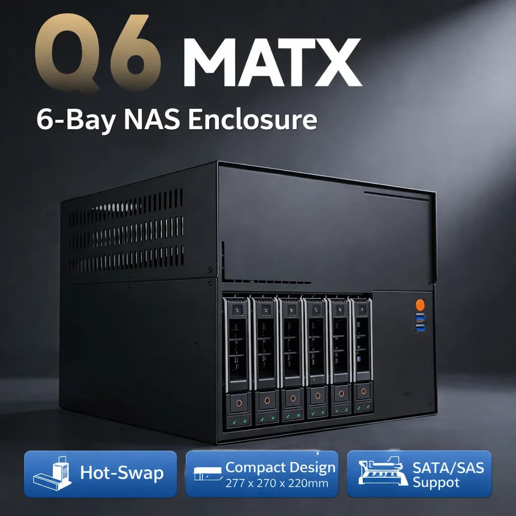Case NAS MATX a 6 Bay, Chassis Server SATA SAS Hot Swap, Mini Tower PC Case con Supporto Alimentatore SFX, Case per Server Domestico e Storage