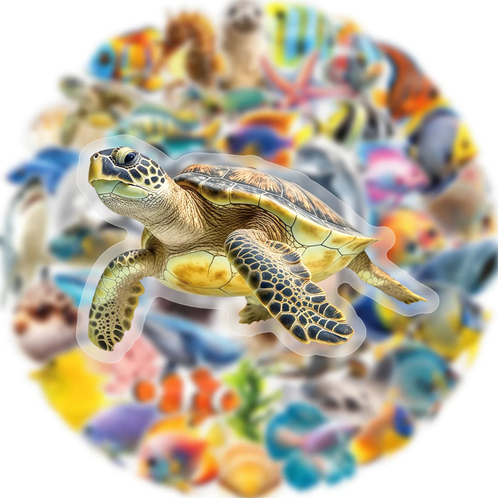 50 Adesivi Trasparenti di Animali Marini, Decorazioni Graffiti per Mondo Sottomarino, per Notebook, Valigie, Chitarre, Frigoriferi, Telefoni