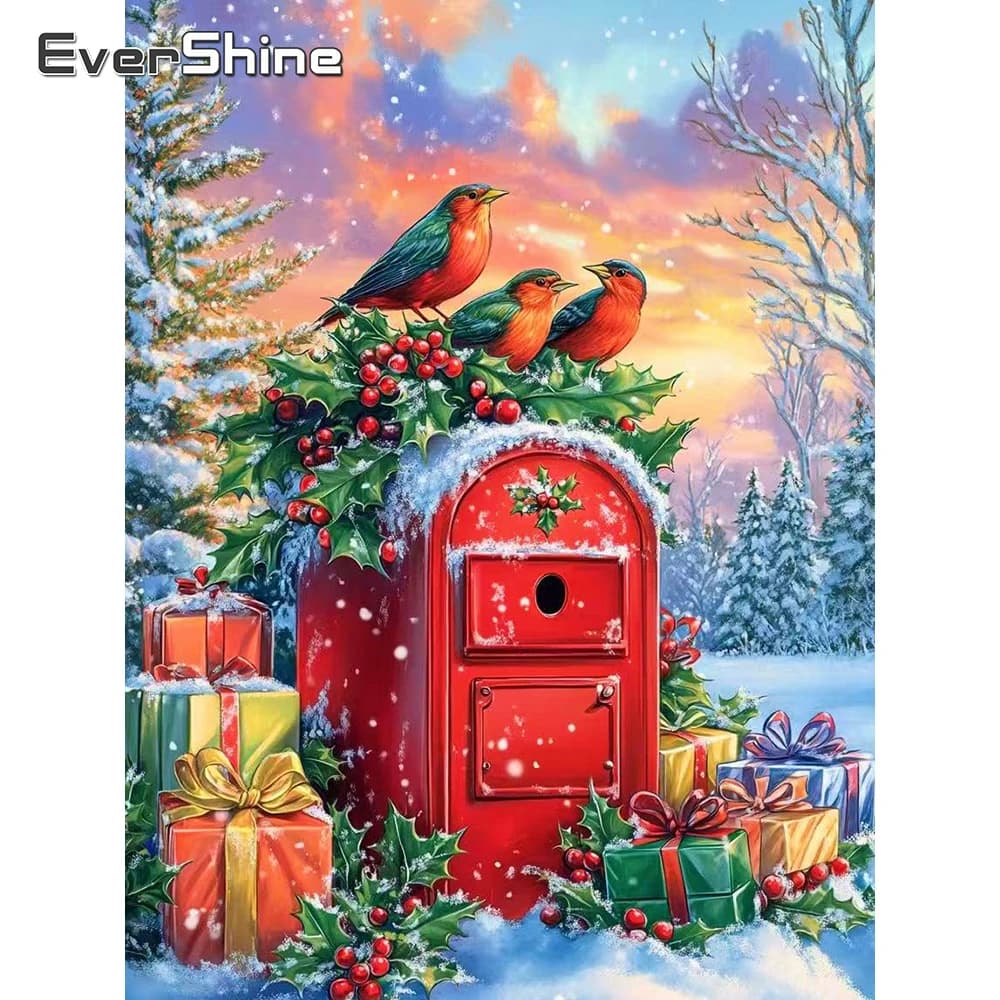 Evershine Diamond Embroidery Bird Full Drill Mosaic Animal Cross Stitch Painting Winter Snow Scene Handmade Hobby