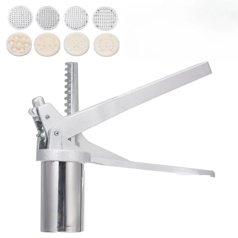 # l Acciaio inossidabile Manuale Noodle Maker Presse Macchina per pasta Manovella Taglierina Frutta Spremiagrumi Pentole con 8 Stampi per pressatura