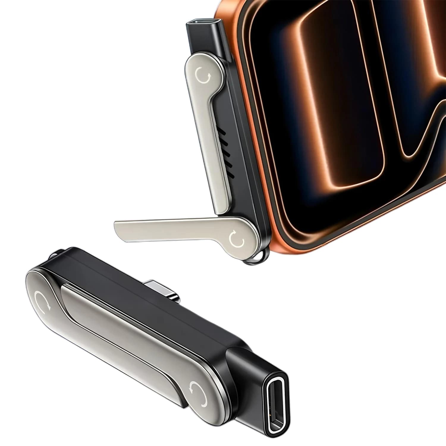 1-2PCS Type-C Phone Charging Stand Adapter Data Cable Type-C Male to USB-C Female Converter with Foldable Stand