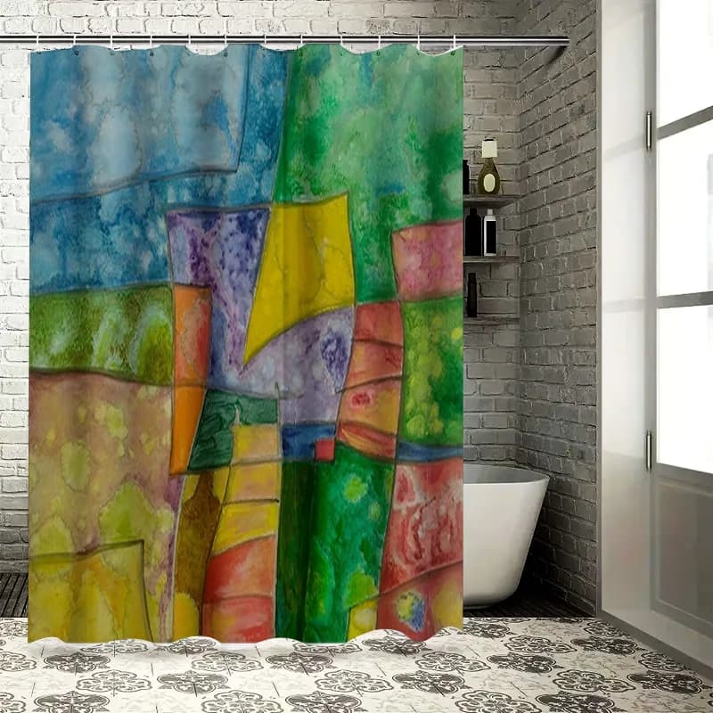 Tenda da doccia acquerello con opere d'arte astratte per l'arredamento del bagno multicolori disponibili (dimensioni arazzo 180x235 cm)