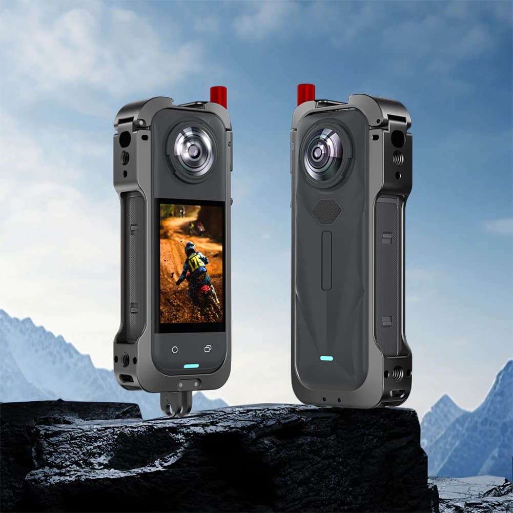 Supporto per Fotocamera d'Azione Rabbit Cage con Protezione Lente, Attacco Rapido e Cold Shoe per X5 Action Camera
