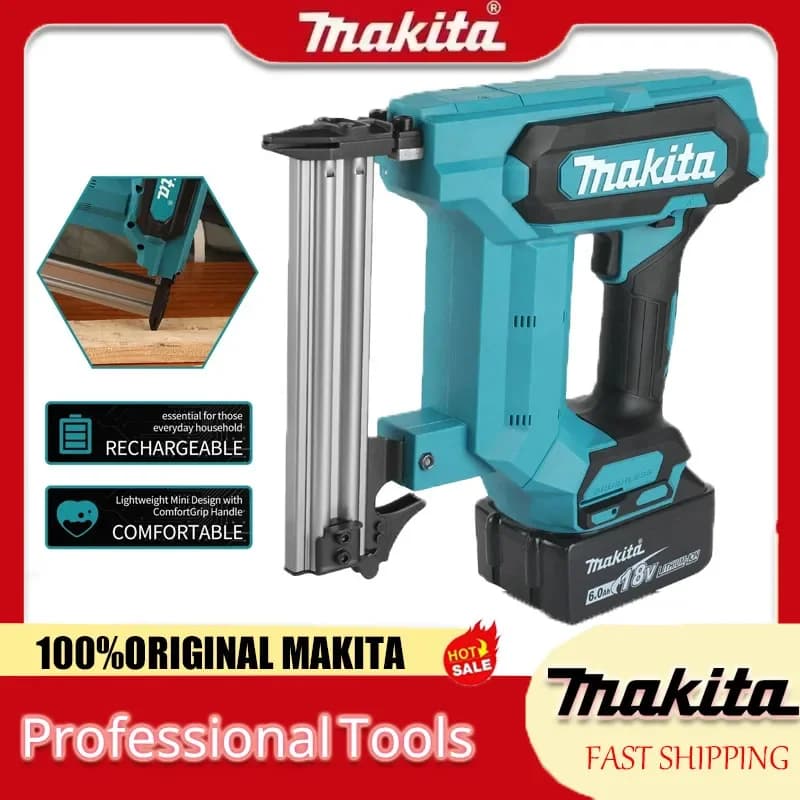 Pistola per Chiodi Diritti Makita F30, Chiodatrice Elettrica a Impatto Senza Fili, Rivettatrice, Utensili per Falegnameria Compatibili con Batteria Makita 18V