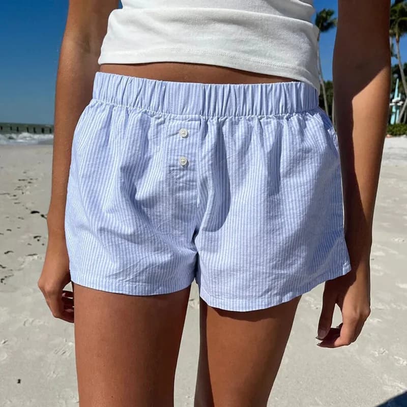 Casual Loose Striped Color Block Shorts Women's Home Leisure Cross-Border Spring Summer New Style Three-Quarter Length Pants