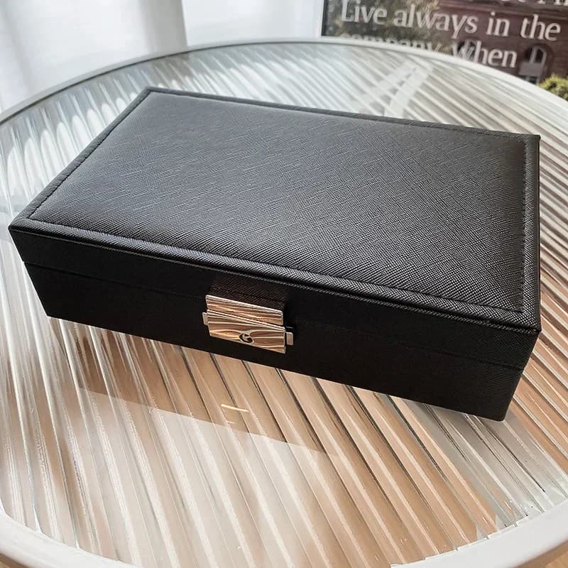 Solid Jewelry Pack with Lock for Women High-end Earrings Boxes Dust Storage Large Capacity Portable Travel Box
