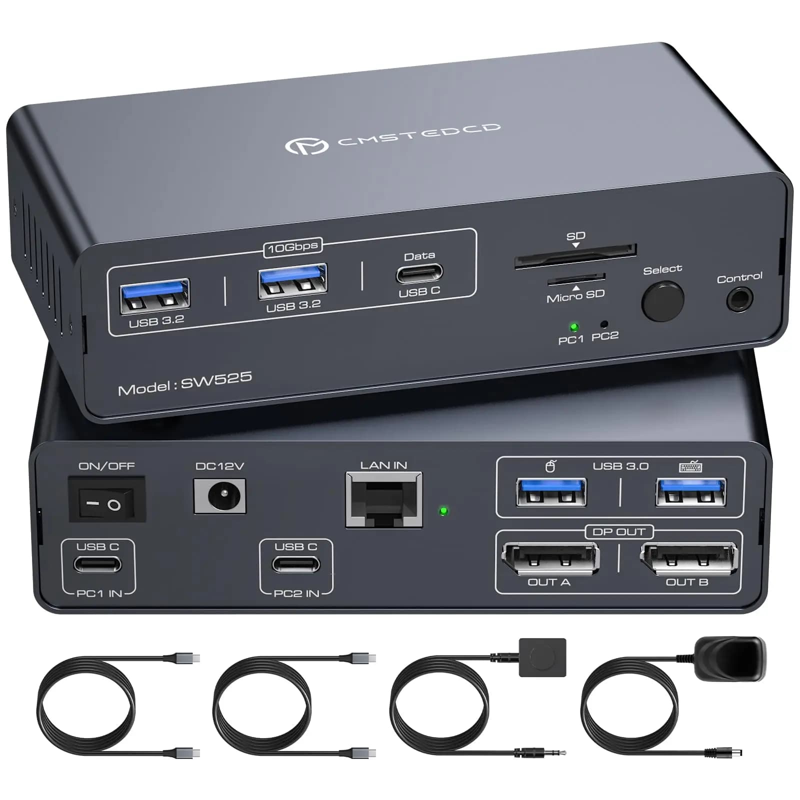Switch KVM ThunderBolt USB-C 8K 4K120Hz 2 laptop 2 monitor Tipo C Docking station 12 IN 1 USB da 10 Gbps per MacBook 2 PC SD/microSD