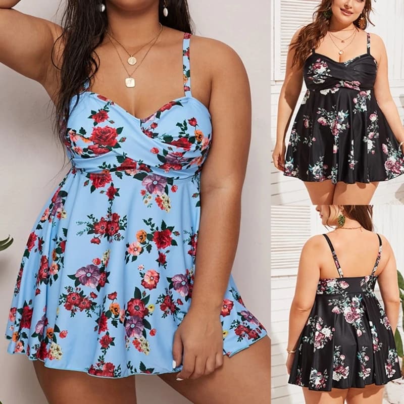 2023 nuovi costumi da bagno Tankini grandi dimensioni per le donne stampa floreale Twist Front Flowy Swimdress con Bottom 2 pezzi costumi da bagno