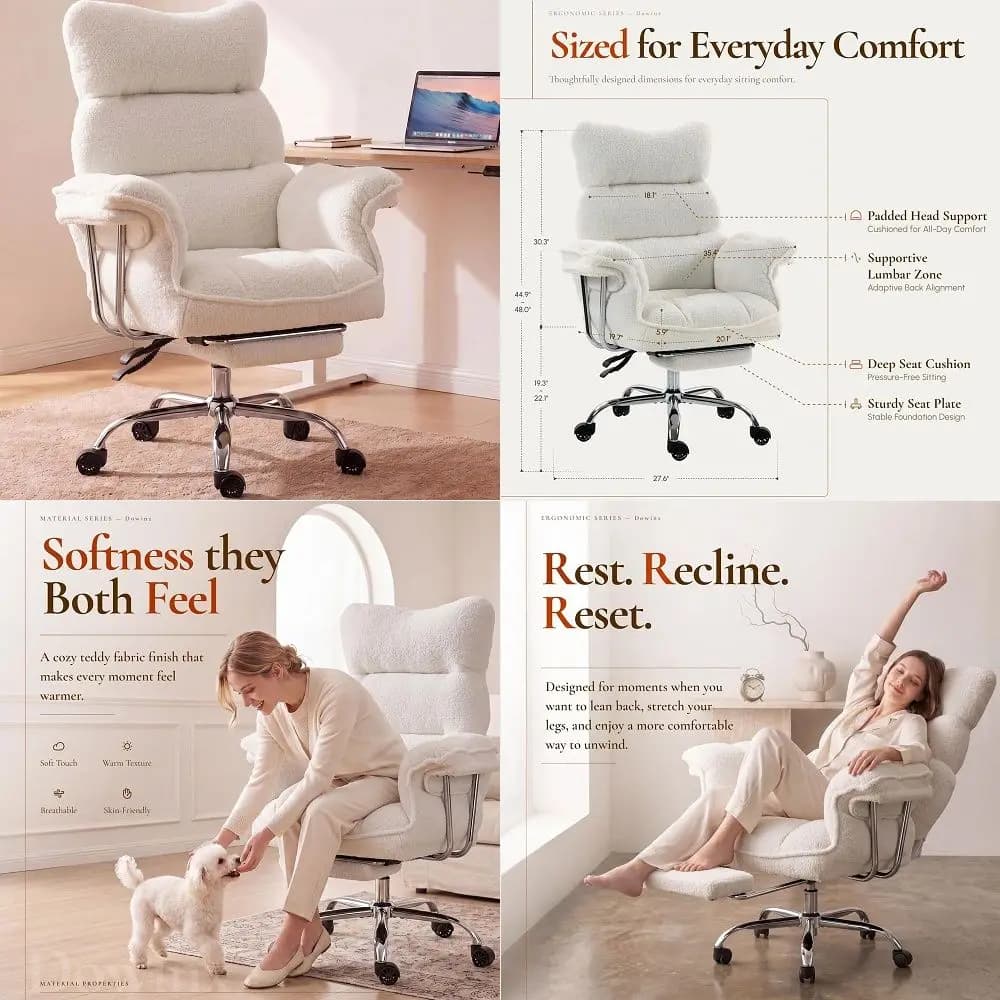 Big and Tall Office Chair, Ergonomic Desk Chair with Thick Cushion, Wide Seat amp Armrests Computer Gaming Chair,High Back Recl