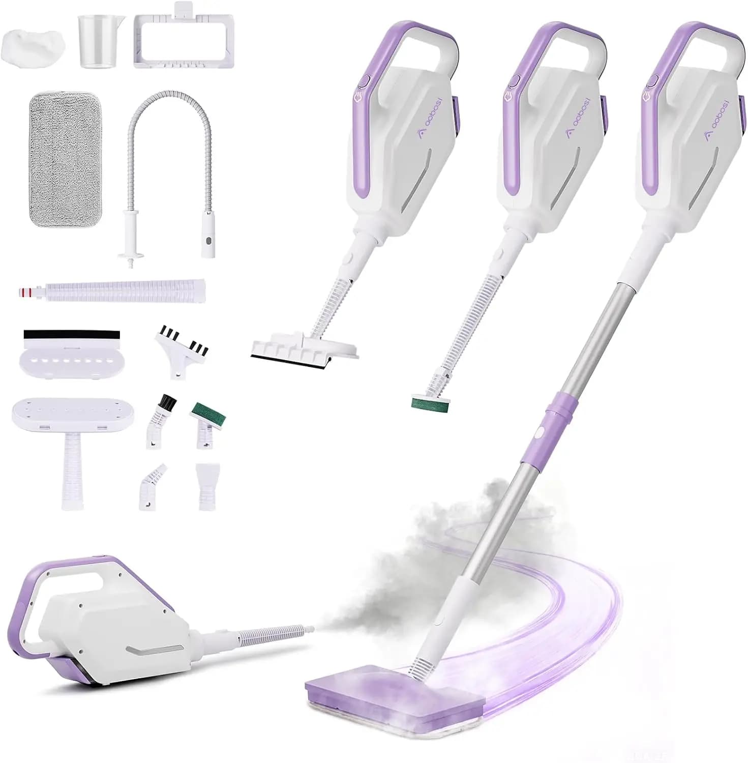 1300W Steam Mop with Detachable Handheld, 350ml Tank, 11 Accessories, 23ft Cord for Floors, Tiles, Windows, Carpets, Furniture