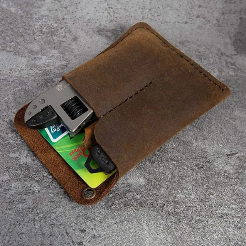 Clip da cintura per organizer EDC in vera pelle nera/marrone Custodia per attrezzi da esterno fatta a mano 3 tasche Tasca per attrezzi EDC Multi-utensile